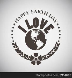 Earth day emblem with planet. Vector illustration.
