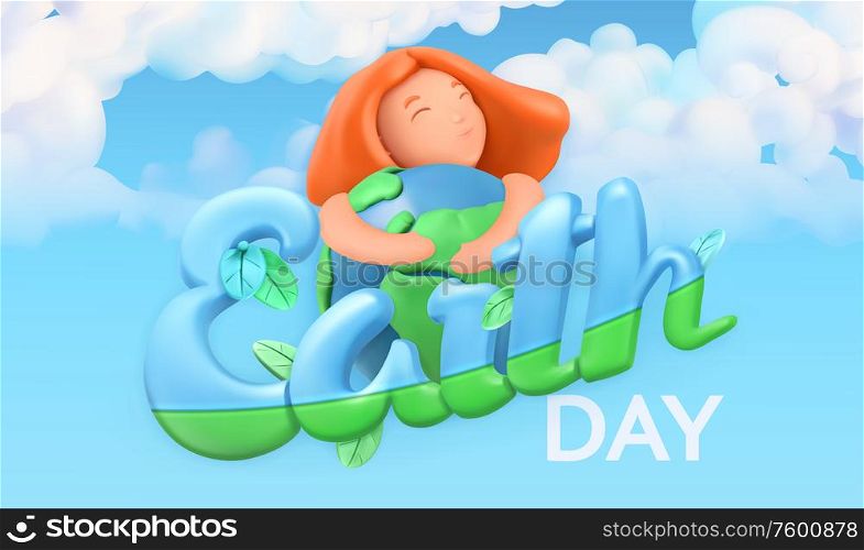 Earth Day holiday. Nature and ecology background. 3d vector poster design