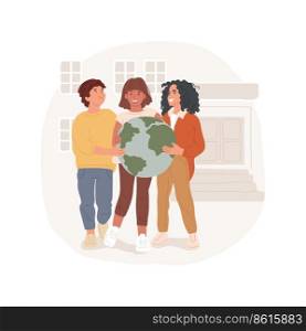 Earth day isolated cartoon vector illustration. Garbage free day, making project, students holding Earth model, ecological awareness, school spirit week, recycling lesson vector cartoon.. Earth day isolated cartoon vector illustration.