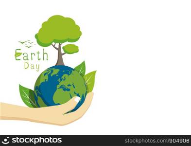 Earth day on white background vector illustration