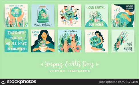 Earth Day. Save Nature. Vector templates for card, poster, banner, flyer Design element. Earth Day. Save Nature. Vector templates for card, poster, banner, flyer