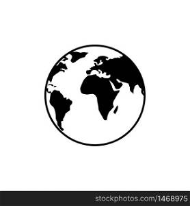Earth. Earth globe vector icon black. Earth map in circle. Planet in flat design. Vector illustration.