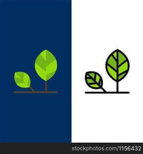 Earth, Eco, Environment, Leaf, Nature Icons. Flat and Line Filled Icon Set Vector Blue Background
