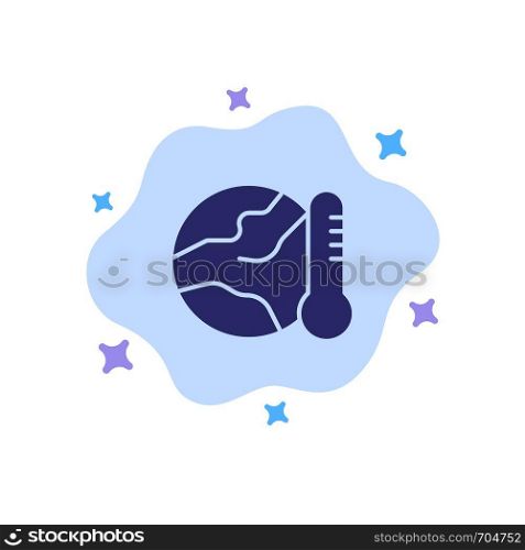 Earth, Environment, Global, Hot, Temperature Blue Icon on Abstract Cloud Background