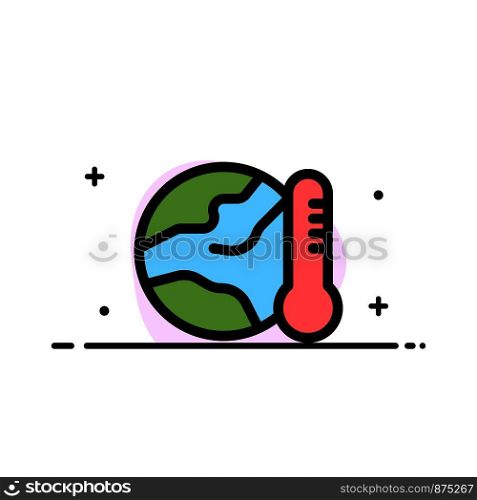 Earth, Environment, Global, Hot, Temperature Business Flat Line Filled Icon Vector Banner Template