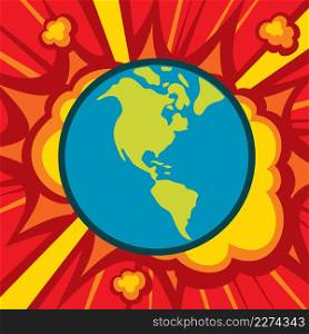 Earth explosion vector illustration