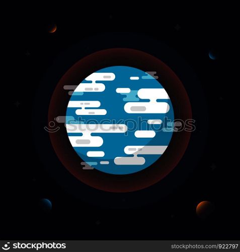 Earth flat design with planet and asteroid