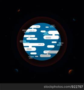 Earth flat design with planet and asteroid