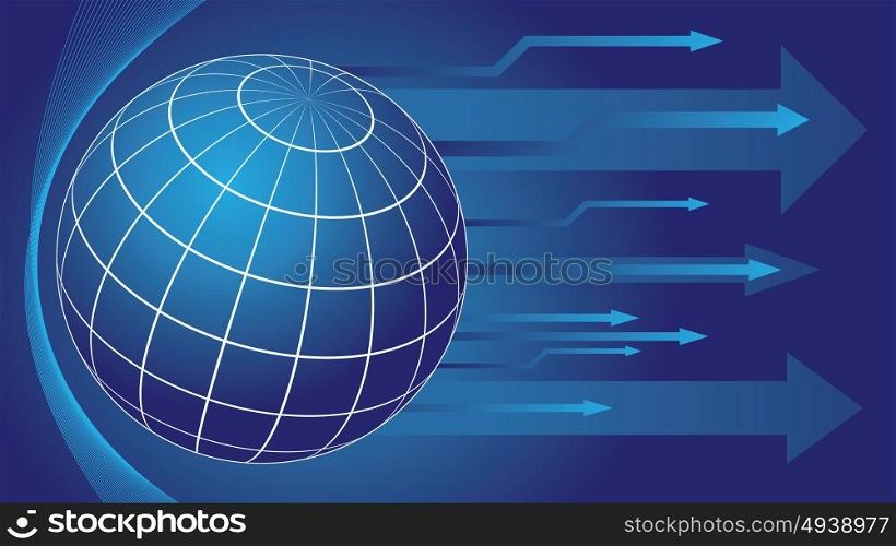 earth globe and arrows blue color abstract background