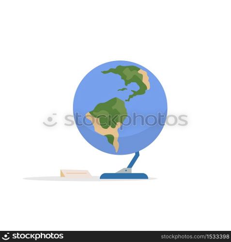 Earth globe cartoon vector illustration. Astrology exposition installation. Planetarium showcase piece. Celestial entity flat color object. Astronomy exhibit isolated on white background. Earth globe cartoon vector illustration