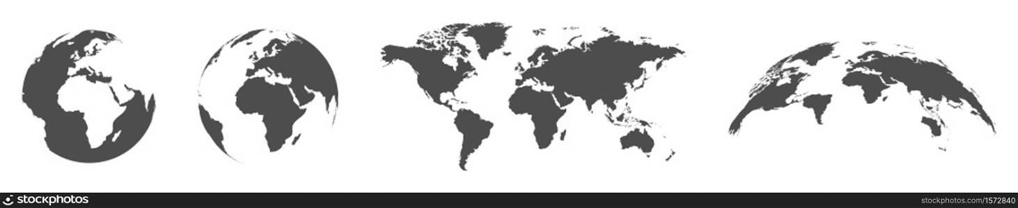 Earth globe. Earth map. World map. Planet. Vector illustration