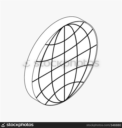 Earth globe emblem icon in isometric 3d style isolated on white background. Earth globe emblem icon, isometric 3d style