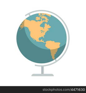 Earth Globe Icon. Earth world globe school icon on white. Education symbol. Geography Earth map. Vector illustration
