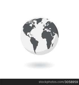 Earth, globe icon. Vector. World map isolated on white background.. World map isolated on white background. Earth, globe icon. Vector