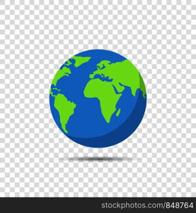 Earth globe in flat design on transparent background. Eps10. Earth globe in flat design on transparent background