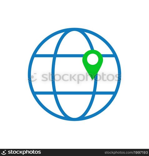 Earth Globe With Pin Location Icon