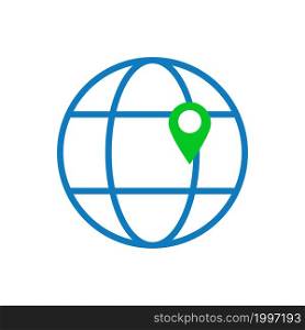 Earth Globe With Pin Location Icon