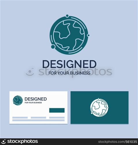 earth, globe, world, geography, discovery Business Logo Glyph Icon Symbol for your business. Turquoise Business Cards with Brand logo template.. Vector EPS10 Abstract Template background