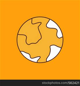 earth, globe, world, geography, discovery Flat Line Filled Icon. Beautiful Logo button over yellow background for UI and UX, website or mobile application. Vector EPS10 Abstract Template background