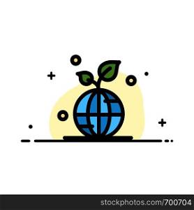 Earth, Green, Planet, Save, World Business Flat Line Filled Icon Vector Banner Template
