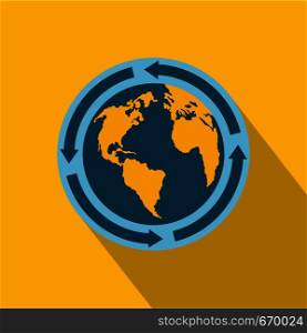 Earth icon. Flat illustration of earth vector icon for web. Earth icon, flat style.