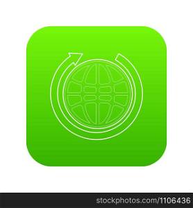 Earth icon green vector isolated on white background. Earth icon green vector