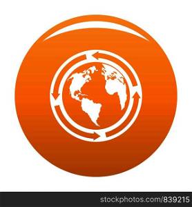 Earth icon. Simple illustration of earth vector icon for any design orange. Earth icon vector orange