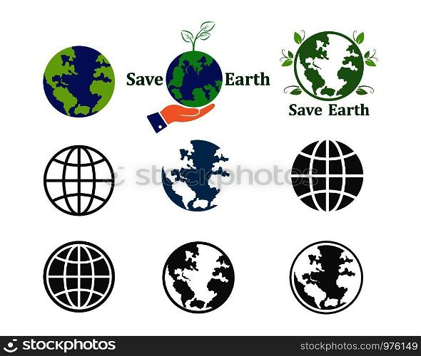 earth icon vector logo illustration desi