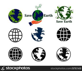 earth icon vector logo illustration desi