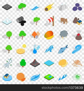 Earth icons set. Isometric style of 36 earth vector icons for web for any design. Earth icons set, isometric style