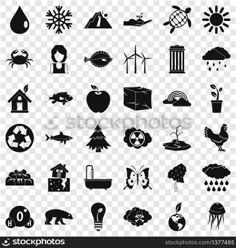 Earth icons set. Simple style of 36 earth vector icons for web for any design. Earth icons set, simple style