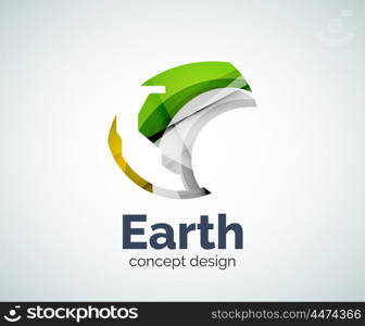 Earth logo template, abstract elegant glossy business icon