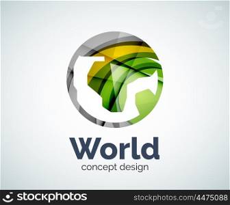 Earth logo template, abstract elegant glossy business icon