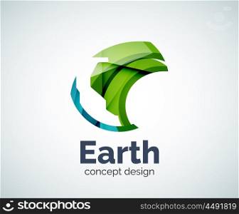 Earth logo template, abstract elegant glossy business icon
