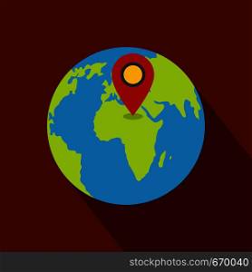 Earth navigation icon. Flat illustration of earth navigation vector icon for web. Earth navigation icon, flat style.
