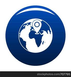 Earth navigation icon vector blue circle isolated on white background . Earth navigation icon blue vector