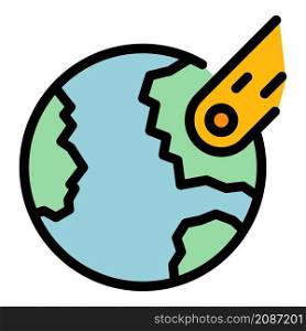 Earth planet comet icon. Outline earth planet comet vector icon color flat isolated. Earth planet comet icon color outline vector