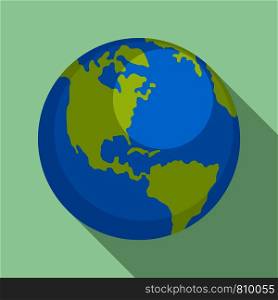 Earth planet icon. Flat illustration of earth planet vector icon for web design. Earth planet icon, flat style