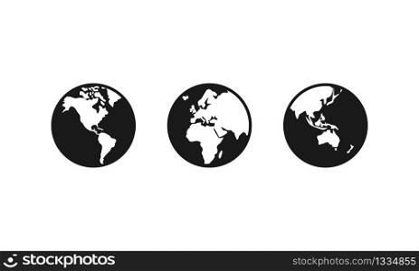 Earth planet icons set. Vector Illustration isolated on white background. EPS 10
