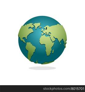 Earth Planet. Sign of globe. Space Earth on white background. World globe map. Continents and oceans.&#xA;