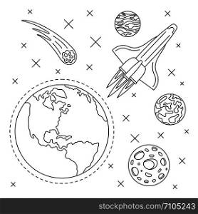 Earth planet space concept background. Outline illustration of earth planet space vector concept background for web design. Earth planet space concept background, outline style