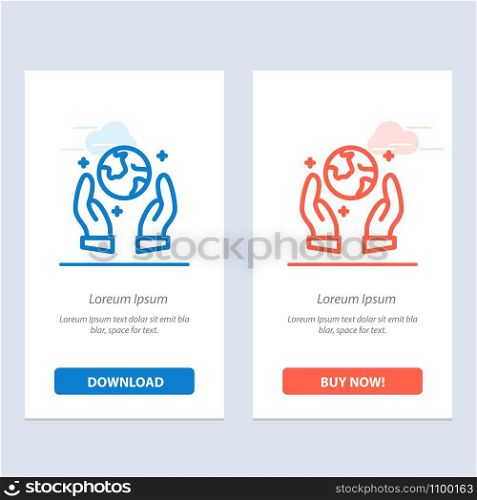 Earth Saving, Eco Protection, Guarder Blue and Red Download and Buy Now web Widget Card Template