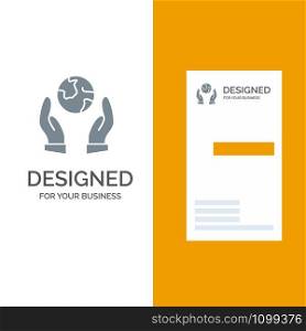 Earth Saving, Eco Protection, Guarder Grey Logo Design and Business Card Template