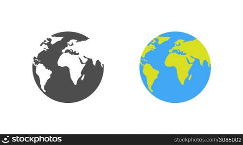 Earth. Template earth globe, isolated. Shape of planet map earth. World vector icon. Vector illustration
