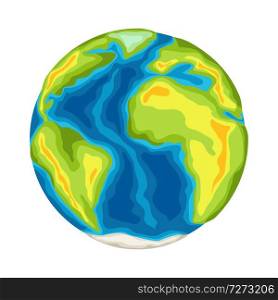 Earth with continents and oceans. Illustration on white background.. Earth with continents and oceans.