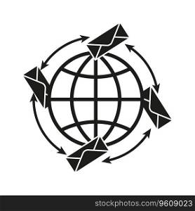 Earth with envelopes. Mail sending symbol. Messages around the earth. Vector illustration. EPS 10. Stock image.. Earth with envelopes. Mail sending symbol. Messages around the earth. Vector illustration. EPS 10.