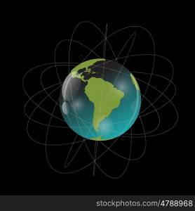Earth with Satellites. View from Space. Vector Illustration EPS10. Earth with Satellites. View from Space. Vector Illustration