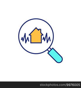 Earthquake engineering RGB color icon. Strengthening construction to withstand natural disaster. Residential building to prevent damage. Urban infrastructure. Isolated vector illustration. Earthquake engineering RGB color icon