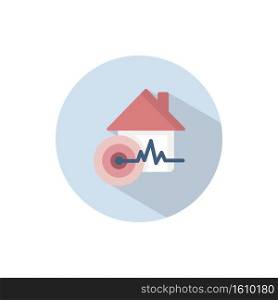 Earthquake. Flat color icon on a circle. Weather vector illustration