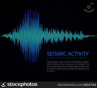 Earthquake frequency wave graph, seismic activity. Vector abstract scientific background. Diagram seismograph, vibration amplitude illustration. Earthquake frequency wave graph, seismic activity. Vector abstract scientific background